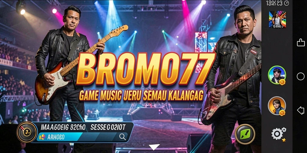 Tampilan seru gameplay BROMO77 dengan berbagai pilihan lagu.