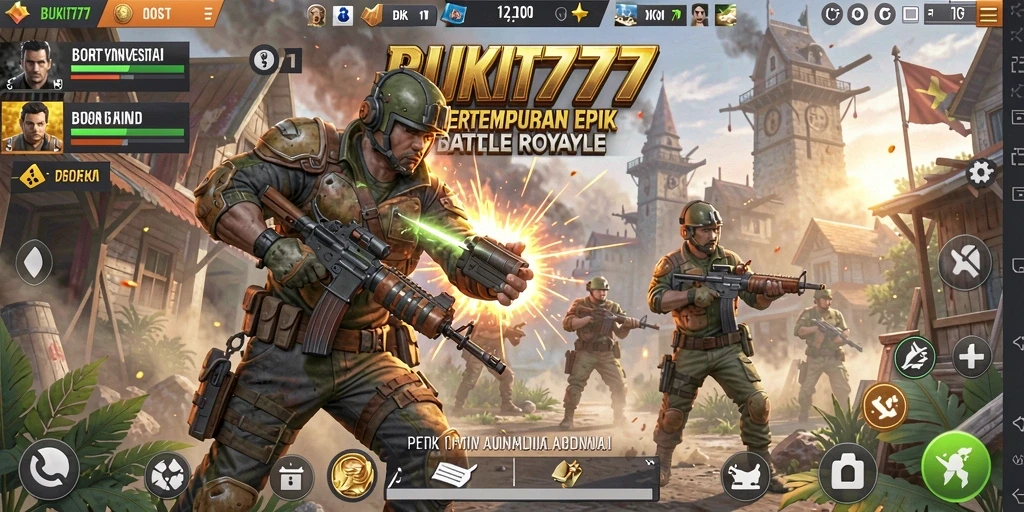 Tangkapan layar aksi seru dalam BUKIT777 dengan pemain bertarung di arena.