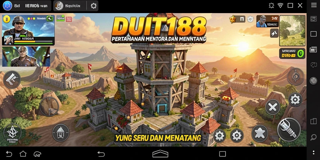Screenshot gameplay yang menunjukkan bentrokan menara dan musuh.
