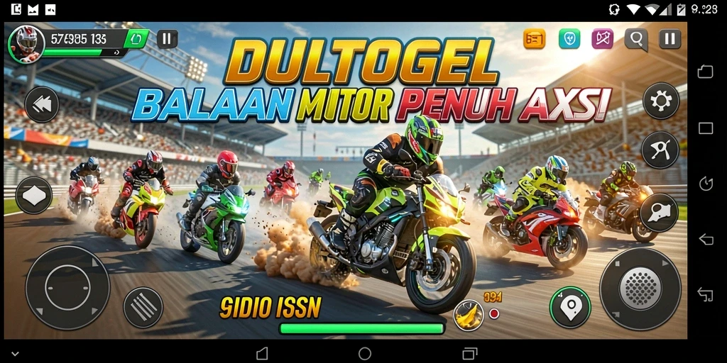 Tampilan gameplay DULTOGEL yang mendebarkan dalam balapan motor.