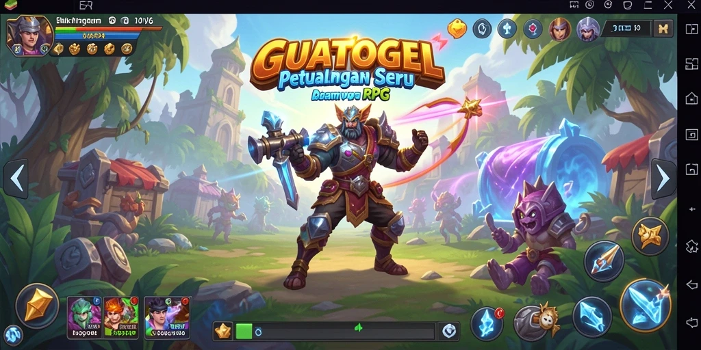 Screenshot GUATOGEL menampilkan aksi seru dalam pertempuran RPG.