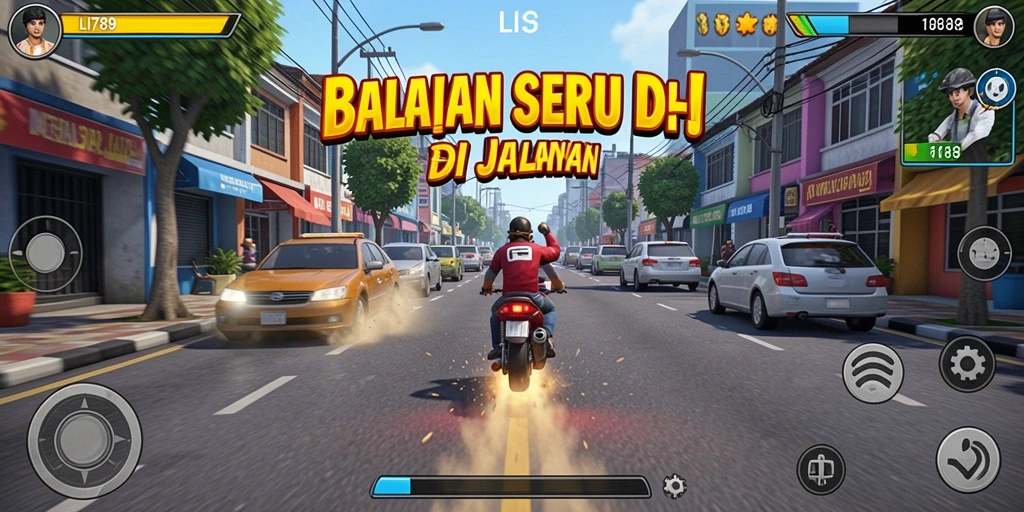 Screenshot utama LI789 menampilkan aksi balapan yang mendebarkan.