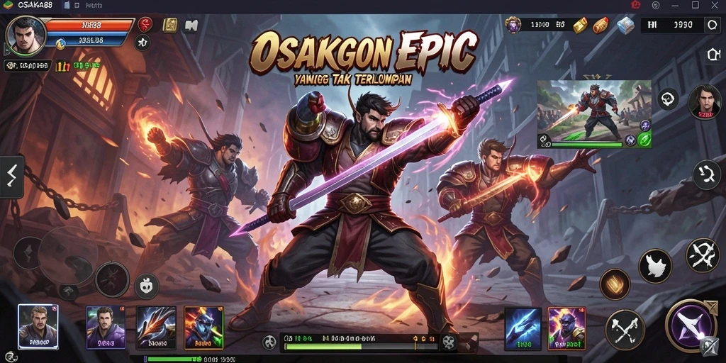 Screenshot menunjukkan karakter-karakter dalam pertarungan intens OSAKA88.