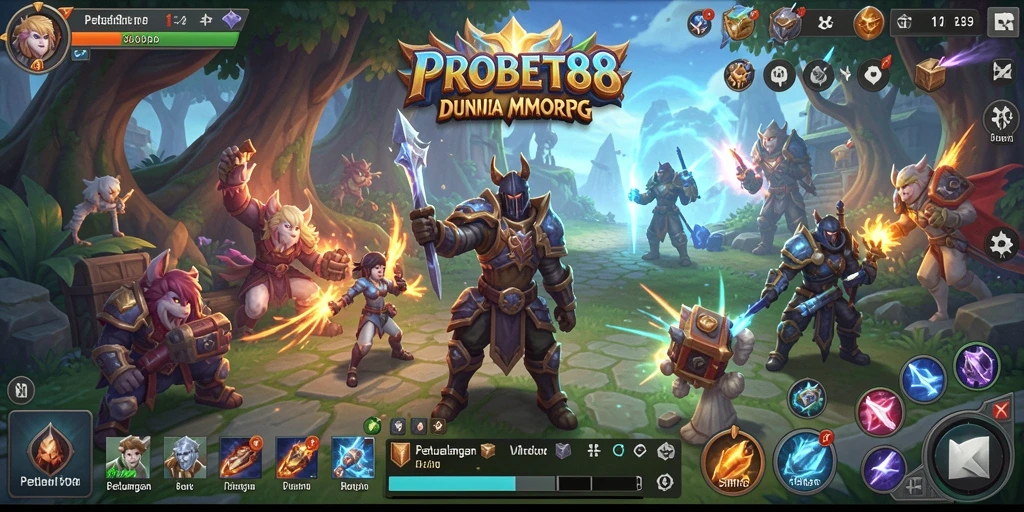 Screenshot utama PROBET88 menampilkan pengalaman bermain MMORPG yang seru.