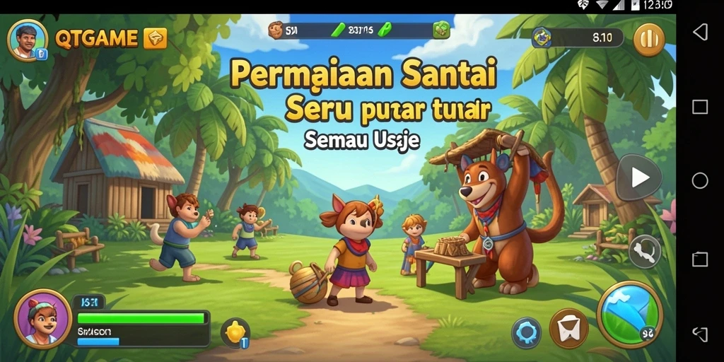 Tampilan gameplay QTGAME yang menyenangkan dan penuh warna.