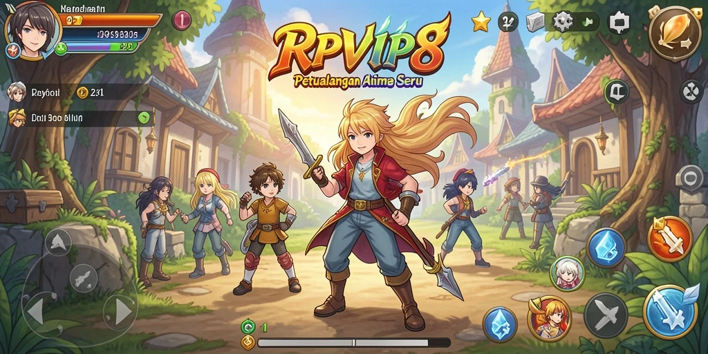 Tampilan gameplay RPVIP8 yang penuh warna dan dinamis.