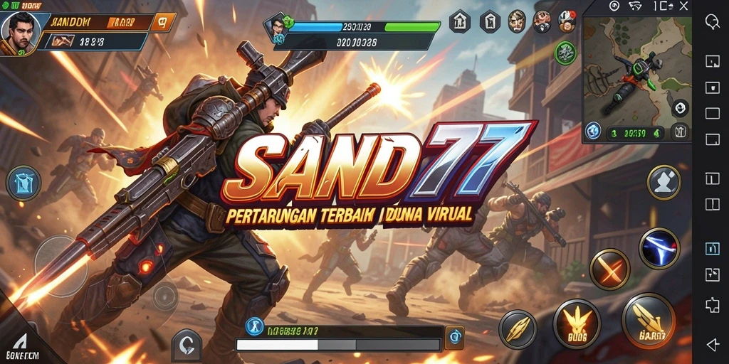 Screenshot gameplay SAND77 menampilkan aksi pertarungan yang mendebarkan.