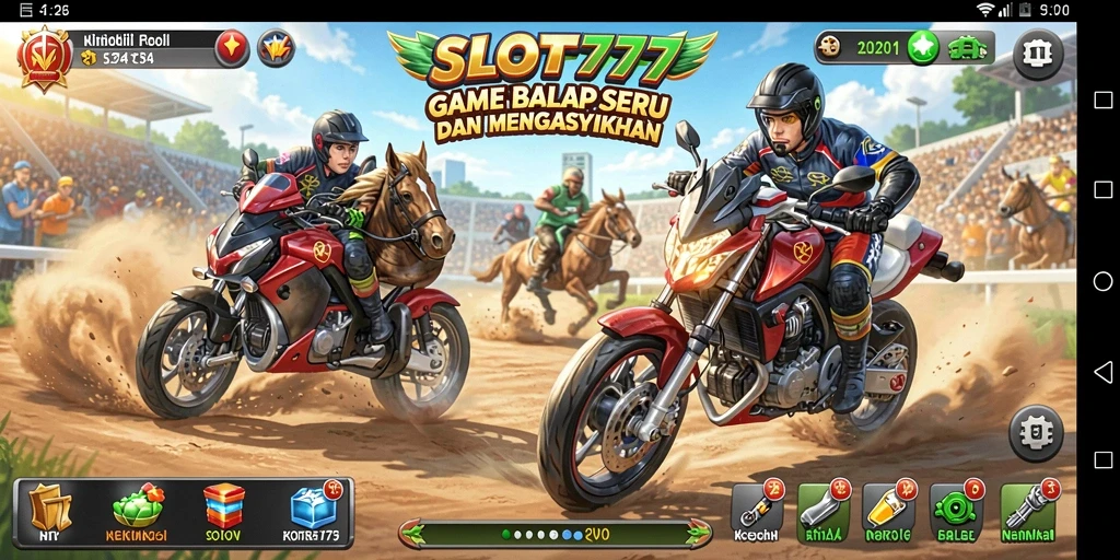 Gameplay menegangkan di SLOT777 saat balapan di trek menantang.