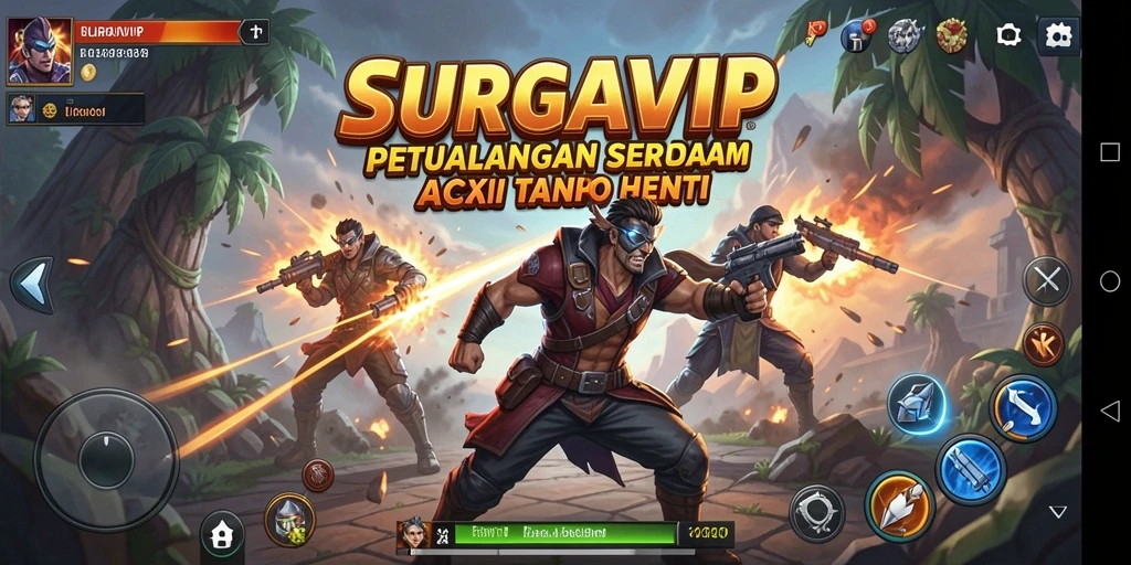 Tangkapan layar menunjukkan aksi mendebarkan dalam SURGAVIP.
