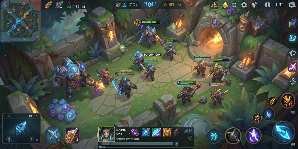 Tampilan gameplay menarik TOPANHOKI dengan pertarungan seru di arena.
