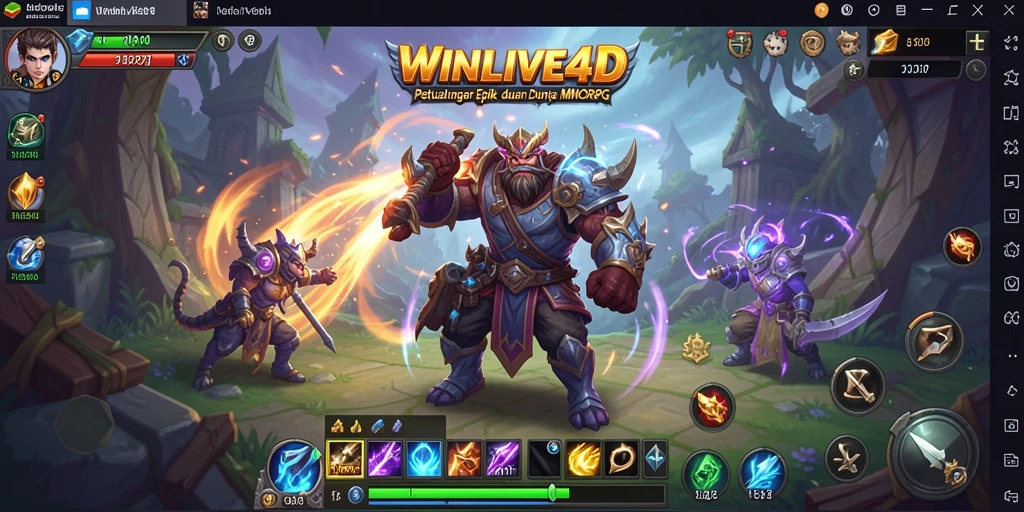 Tampilan gameplay epik dalam <strong>WINLIVE4D</strong> dengan suasana petualangan MMORPG.