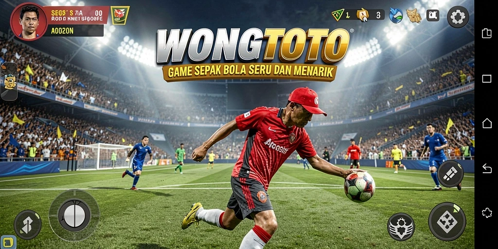 Screenshot gameplay WONGTOTO dengan aksi sepak bola yang mendebarkan.
